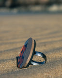 Teal Eclipse Wooden Ring