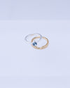 Twin Circle Gem Silver Rings