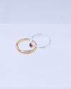 Twin Circle Gem Silver Rings