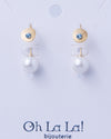 Pearl Drop Gem Golden Earrings