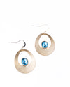 Curve Drop Gem Golden Earrings