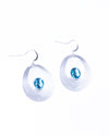 Curve Drop Gem Silver Earrings