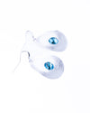 Curve Drop Gem Silver Earrings