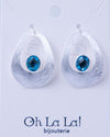 Curve Drop Gem Silver Earrings