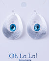 Curve Drop Gem Silver Earrings
