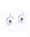 Curve Drop Gem Silver Earrings