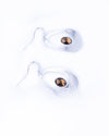 Curve Drop Gem Silver Earrings