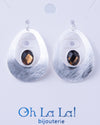 Curve Drop Gem Silver Earrings