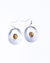 Curve Drop Gem Silver Earrings