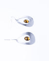 Curve Drop Gem Silver Earrings