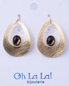 Curve Drop Gem Golden Earrings