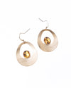 Curve Drop Gem Golden Earrings