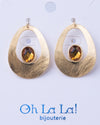 Curve Drop Gem Golden Earrings