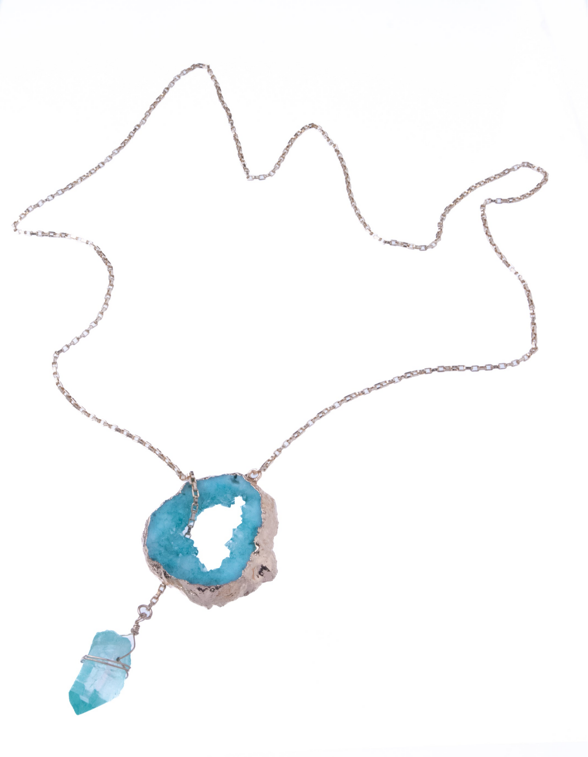 アクセサリー geo Geo Drop Crystal Necklace – Turquoise Glow – Ohlalabijouterie