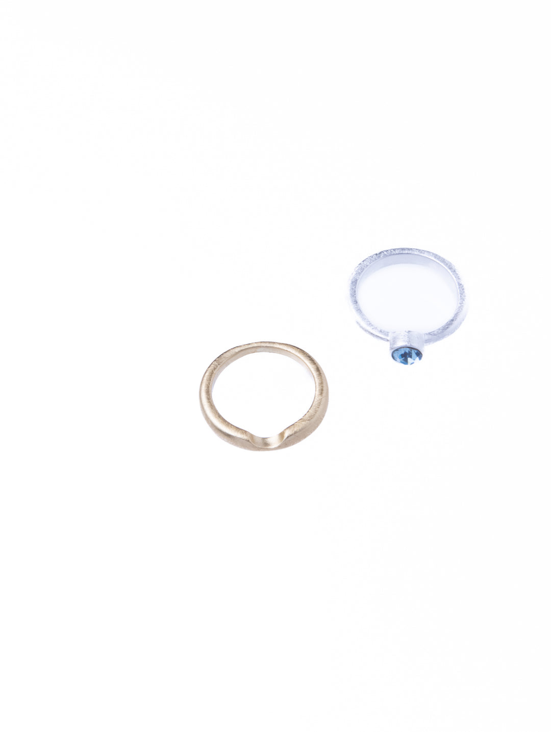 Twin Circle Gem Silver Rings