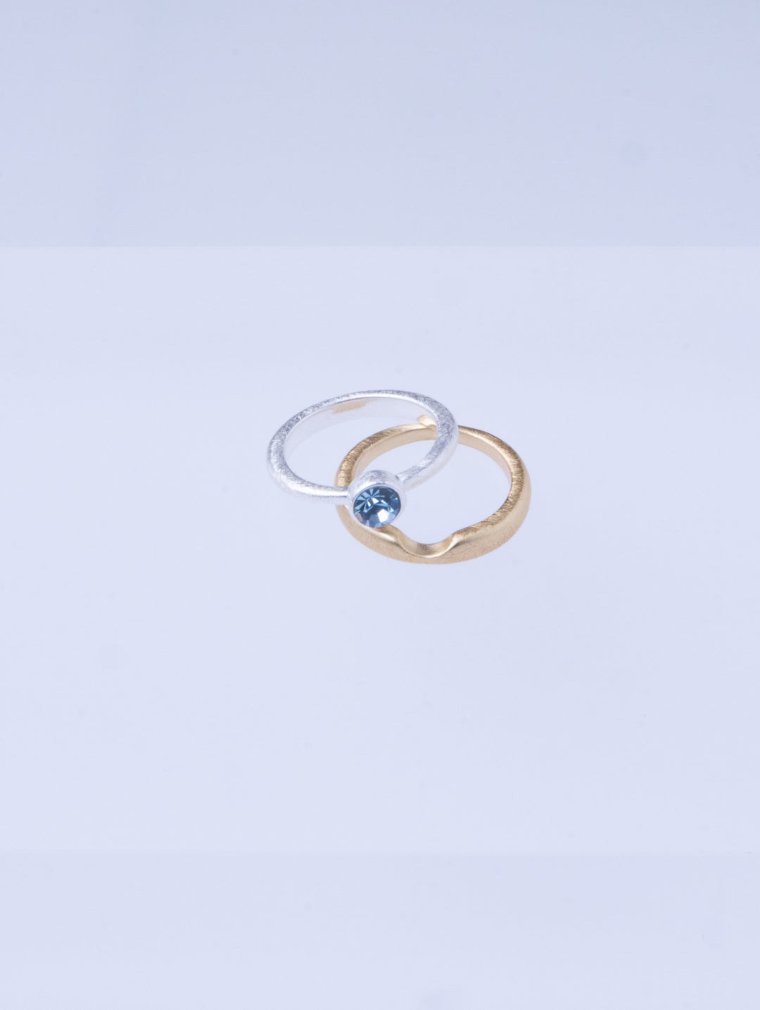 Twin Circle Gem Silver Rings