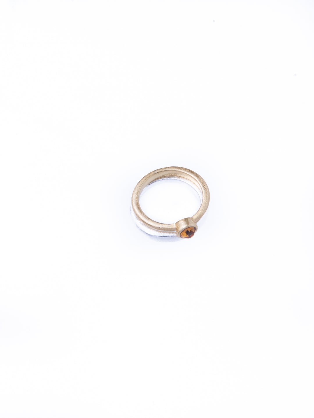 Twin Circle Gem Golden Rings