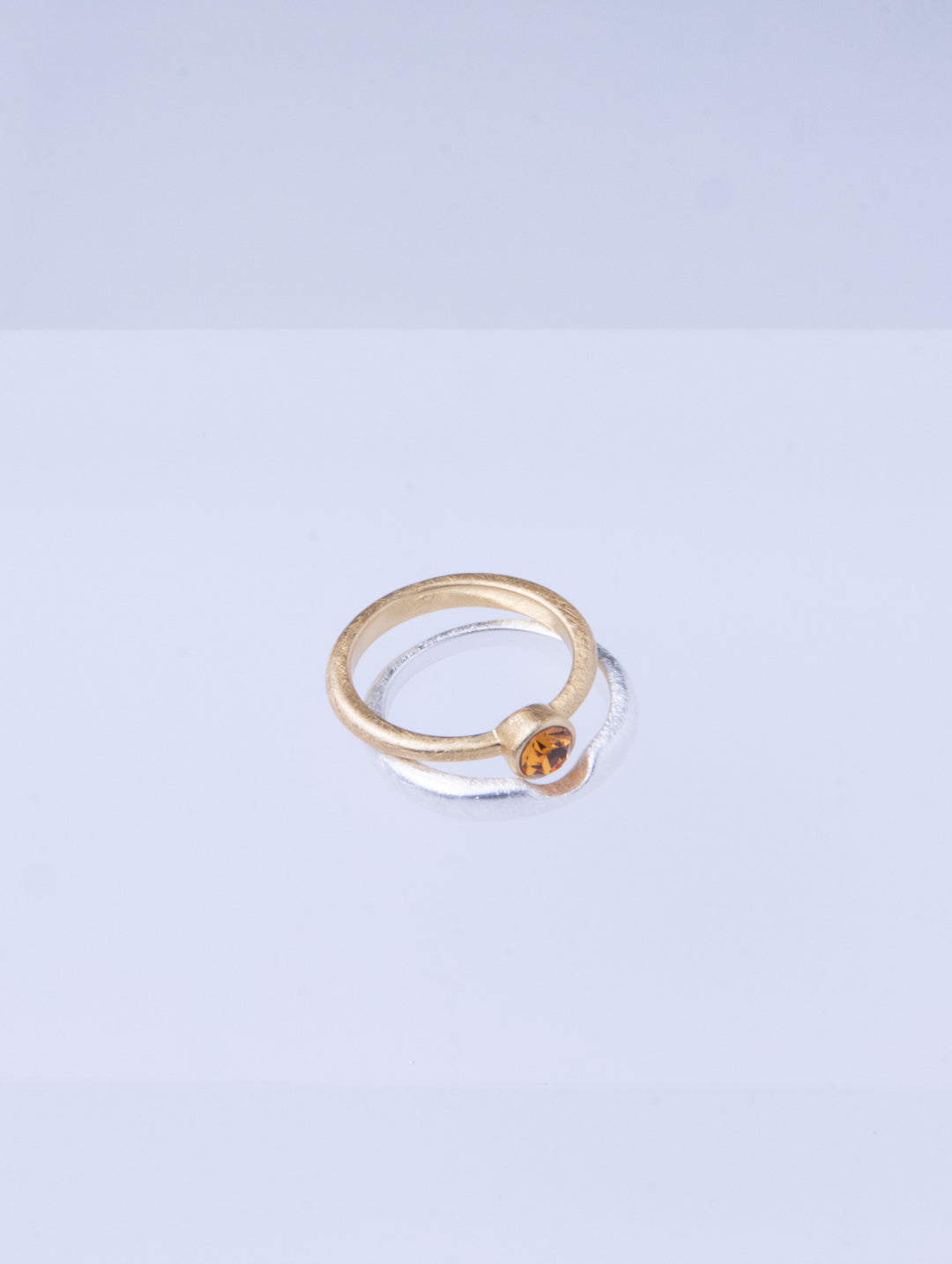 Twin Circle Gem Golden Rings