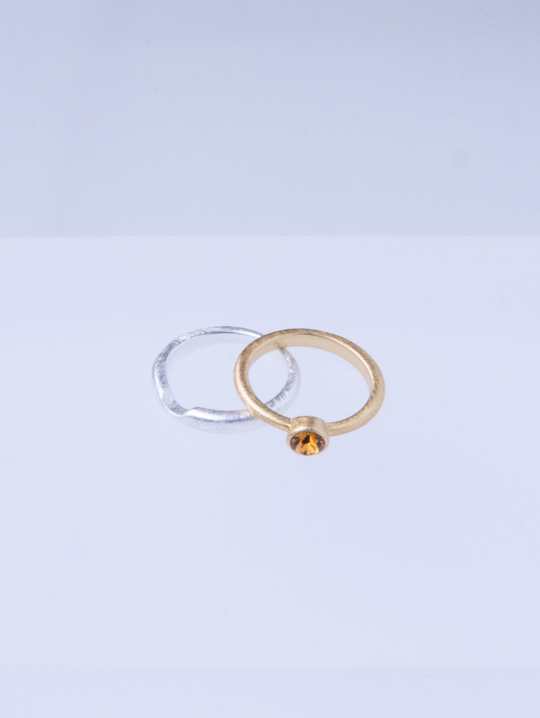 Twin Circle Gem Golden Rings