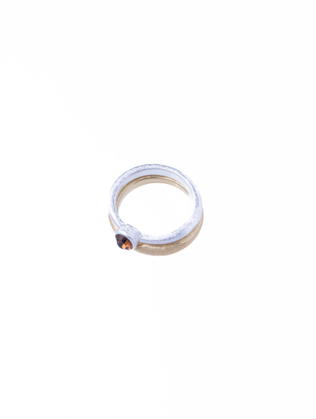 Twin Circle Gem Silver Rings