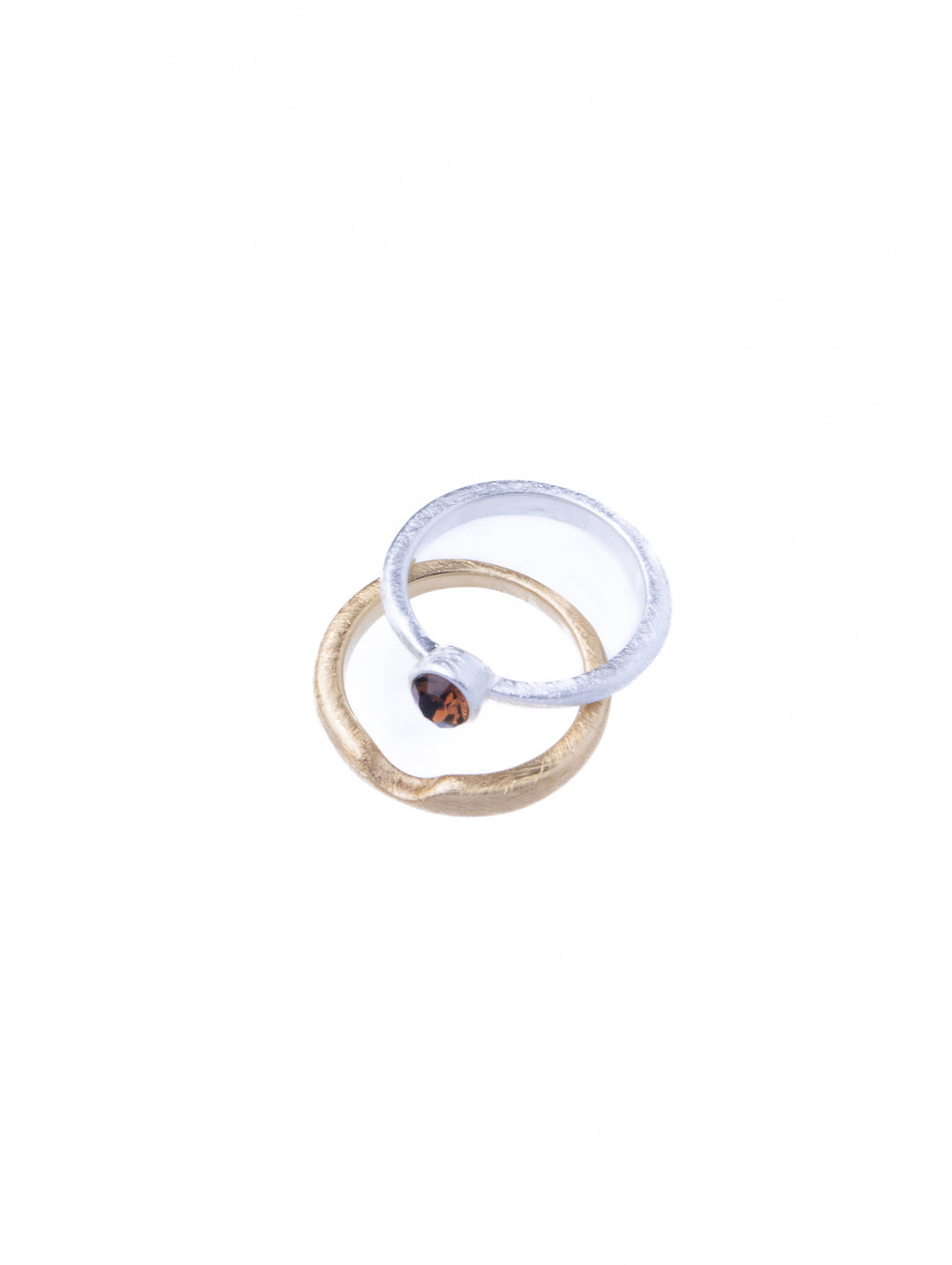 Twin Circle Gem Silver Rings
