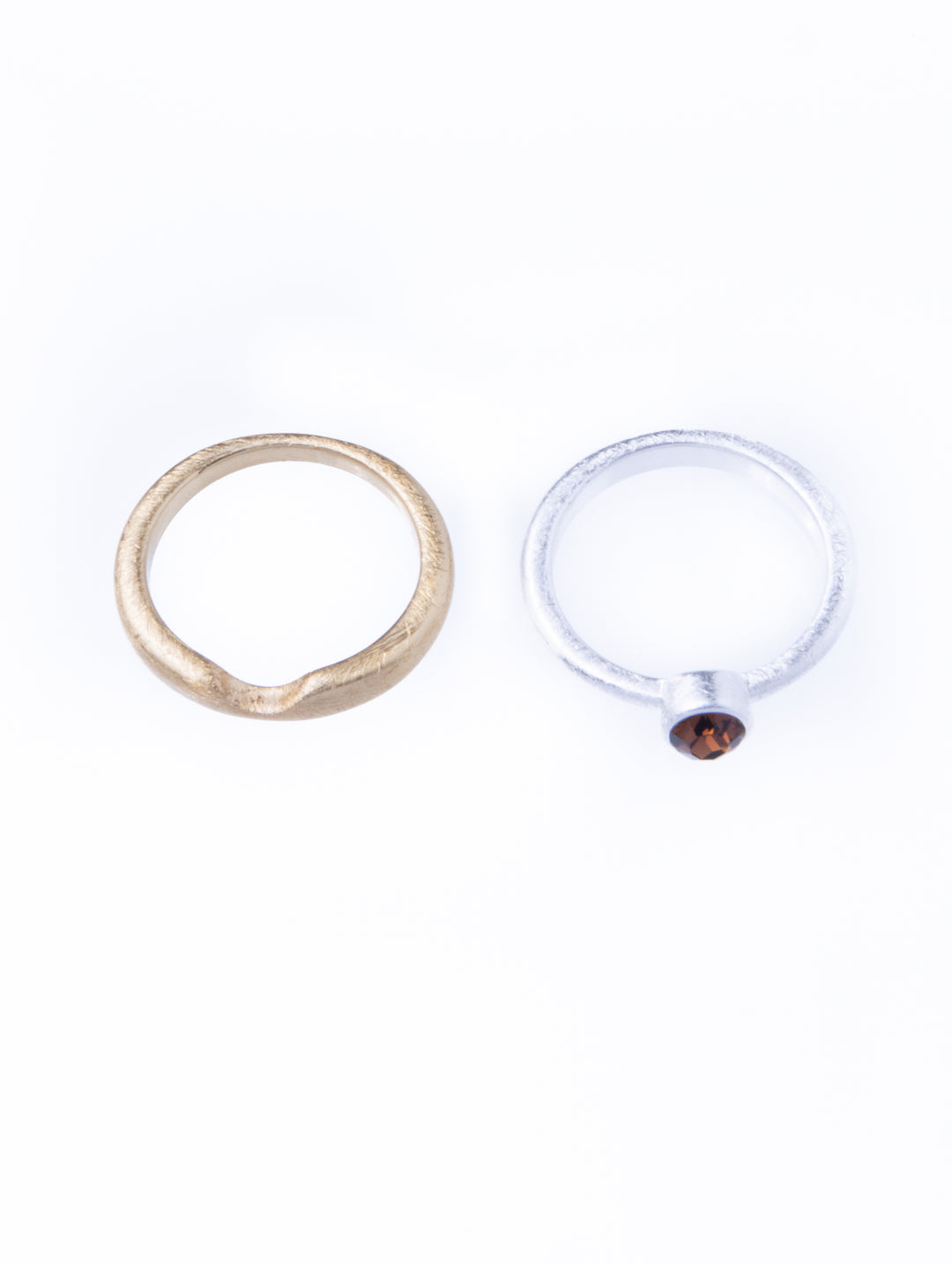 Twin Circle Gem Silver Rings