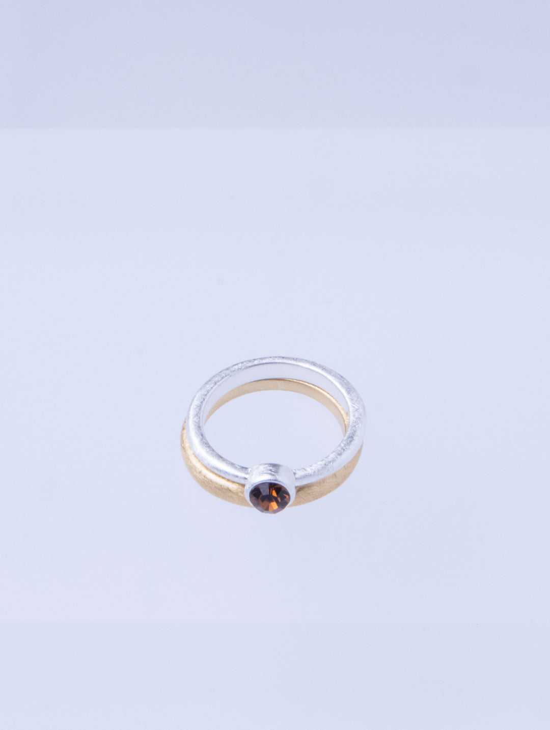 Twin Circle Gem Silver Rings