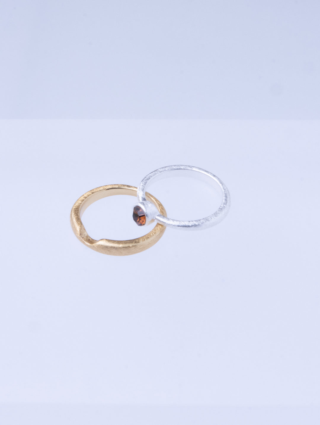Twin Circle Gem Silver Rings