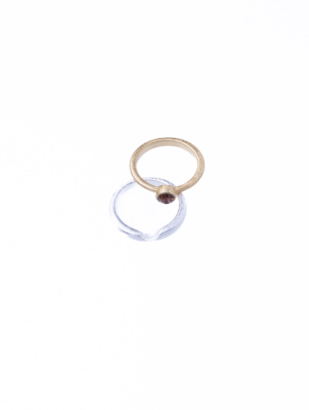 Twin Circle Gem Golden Rings