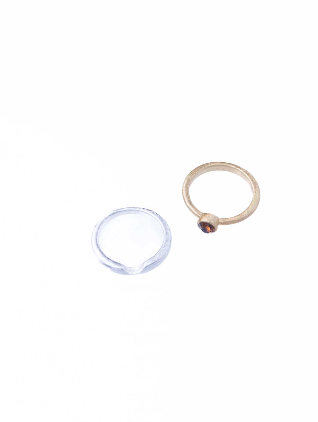 Twin Circle Gem Golden Rings