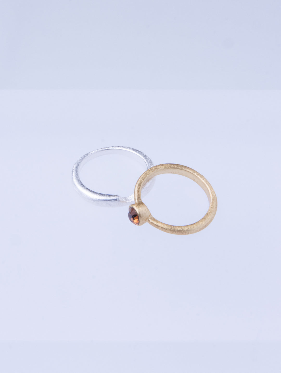 Twin Circle Gem Golden Rings