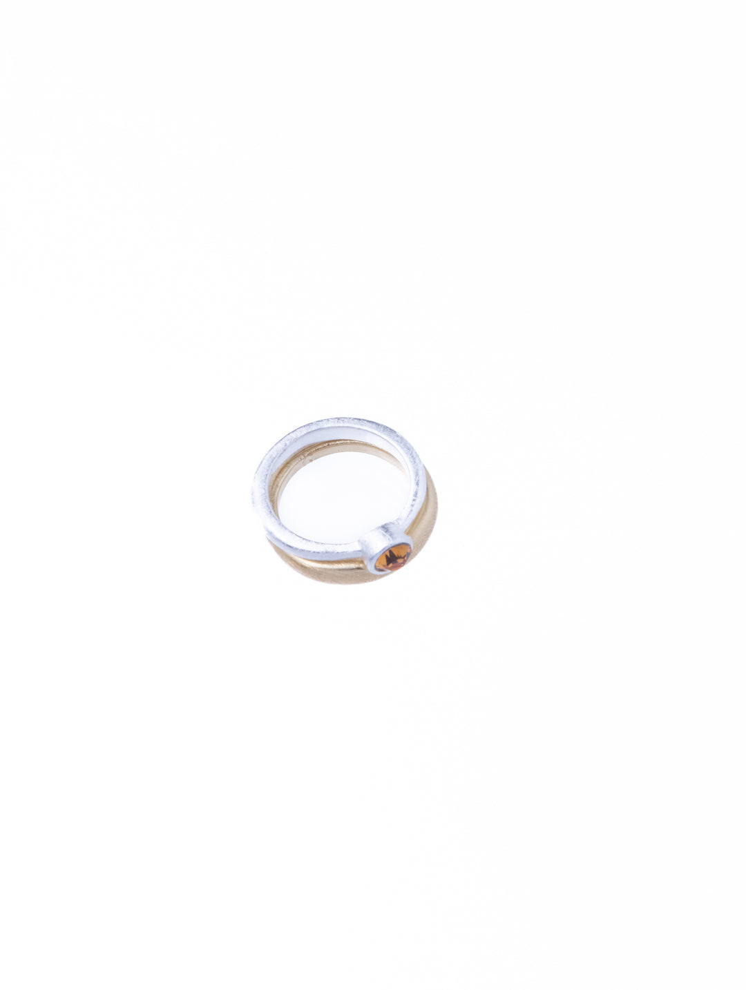 Twin Circle Gem Silver Rings