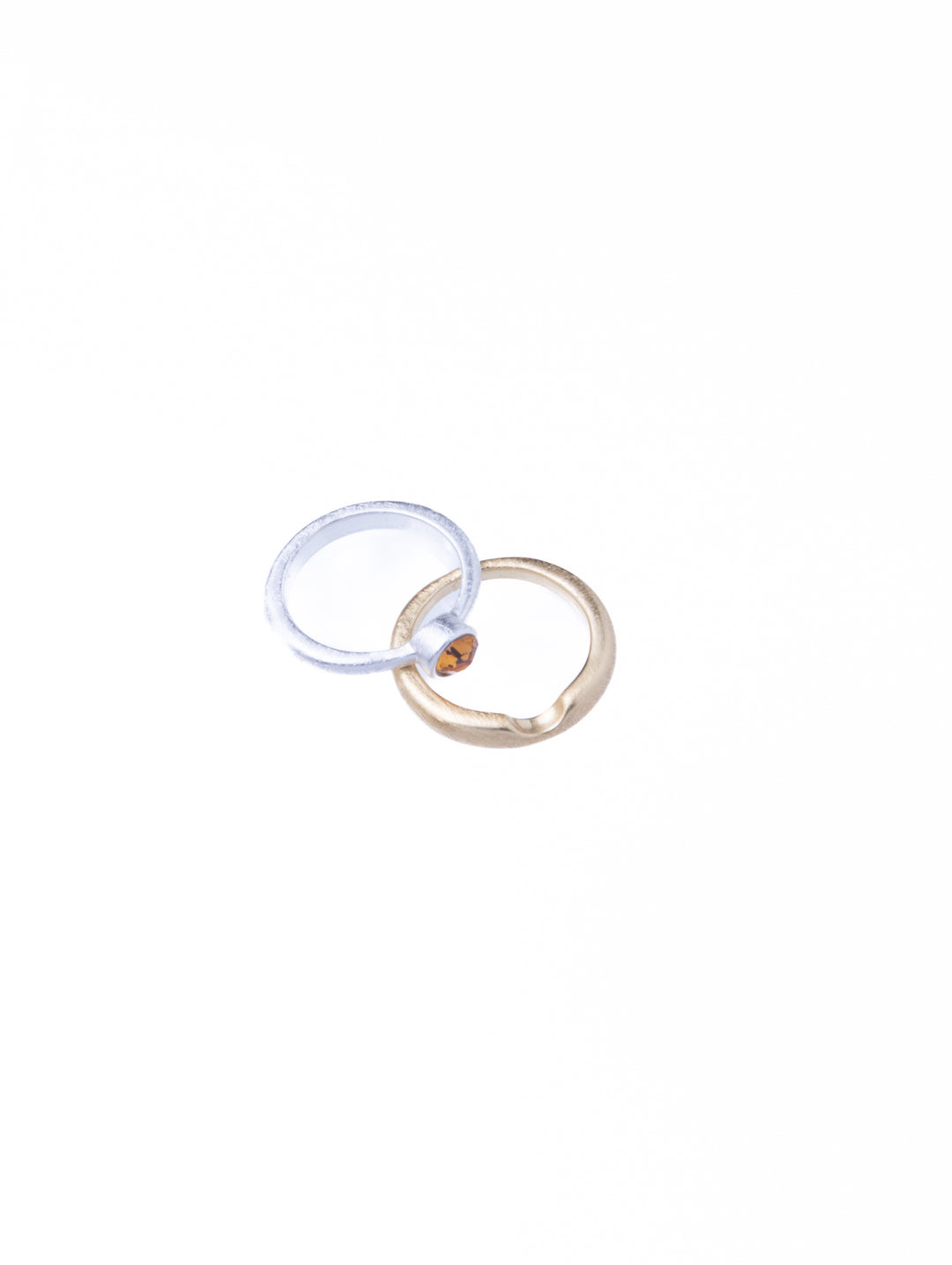 Twin Circle Gem Silver Rings