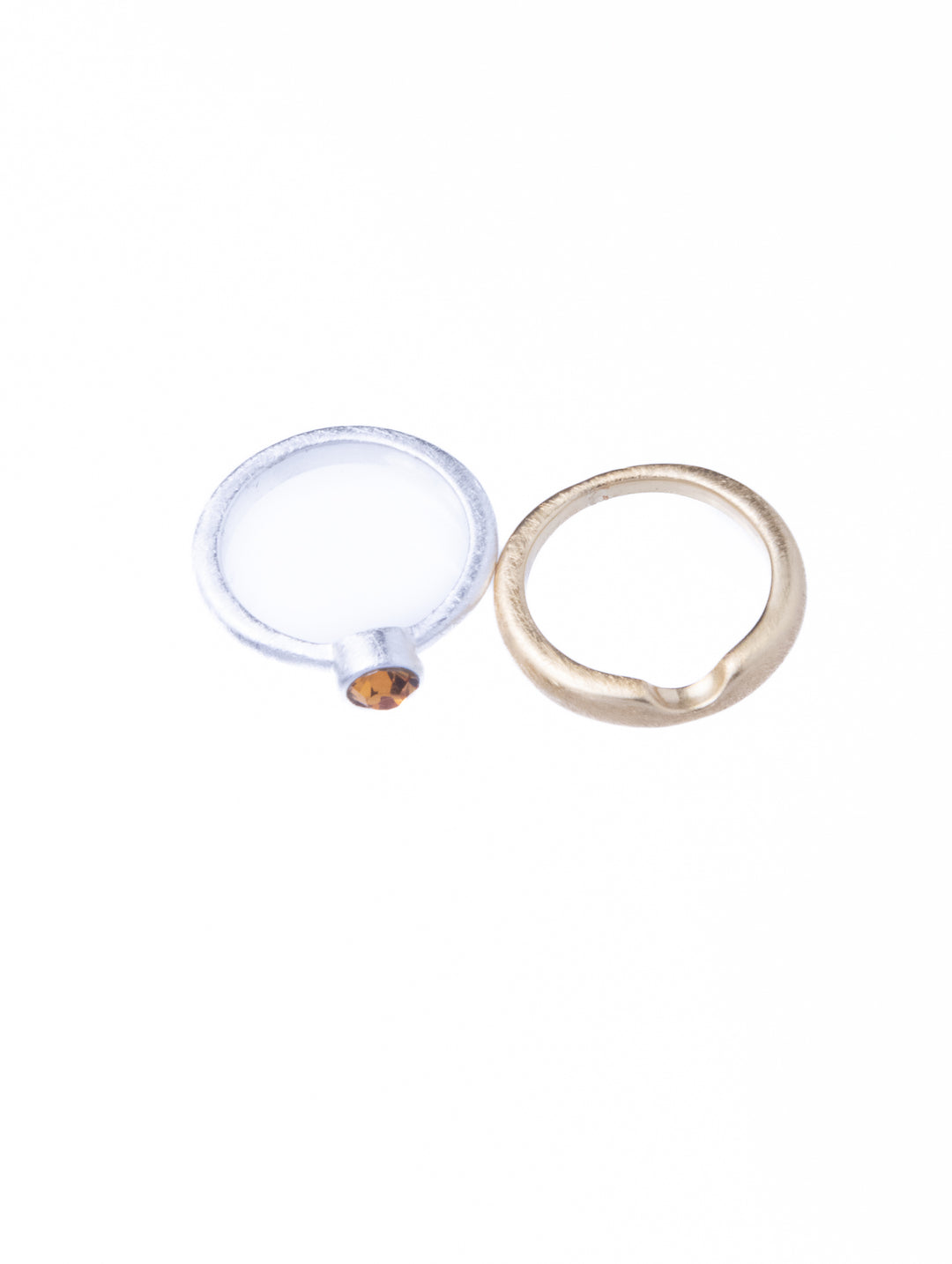 Twin Circle Gem Silver Rings