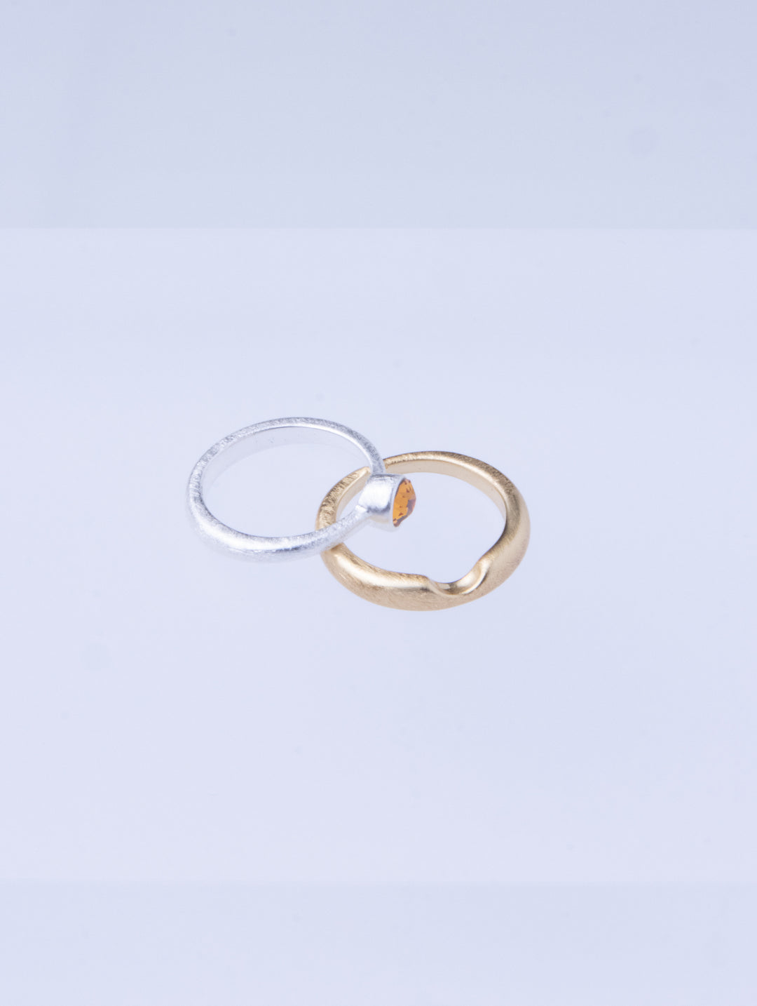 Twin Circle Gem Silver Rings