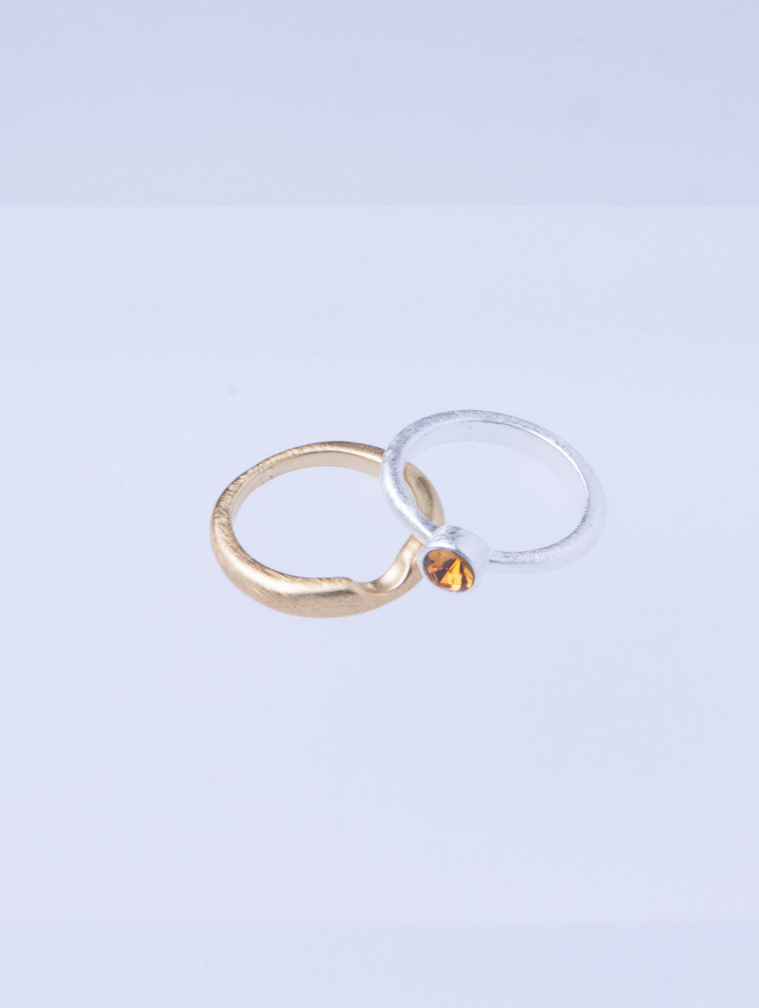 Twin Circle Gem Silver Rings
