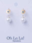 Pearl Drop Gem Golden Earrings