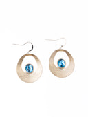 Curve Drop Gem Golden Earrings