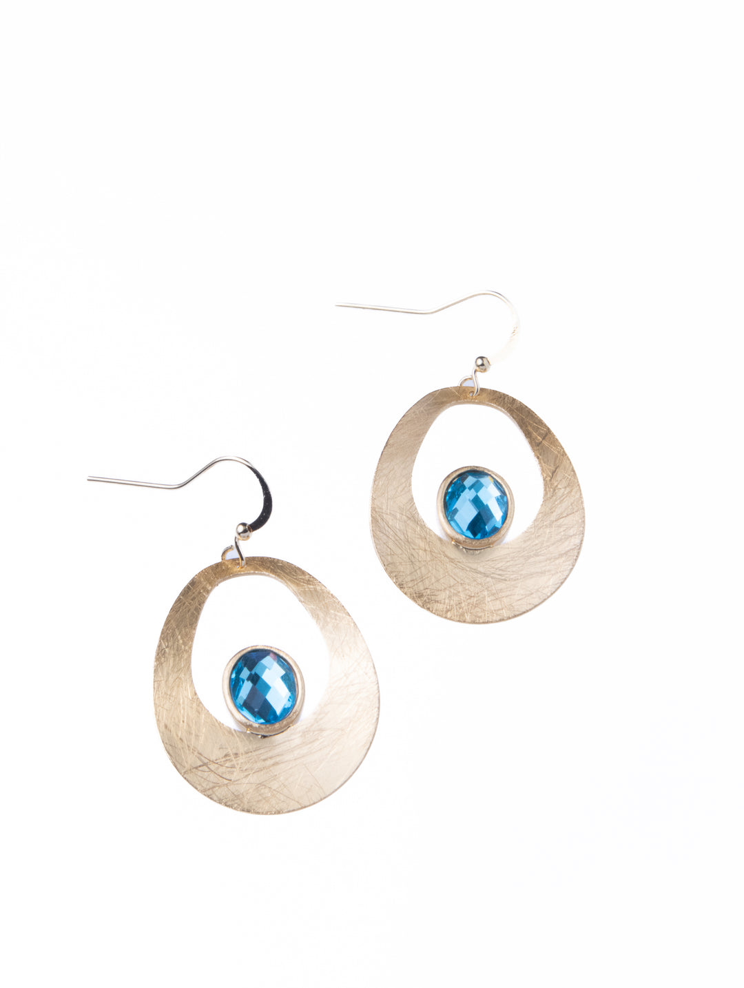 Curve Drop Gem Golden Earrings