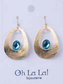 Curve Drop Gem Golden Earrings