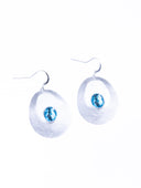 Curve Drop Gem Silver Earrings