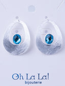 Curve Drop Gem Silver Earrings