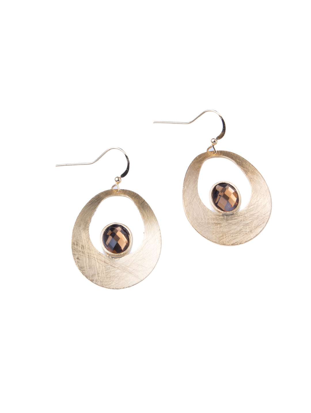 Curve Drop Gem Golden Earrings