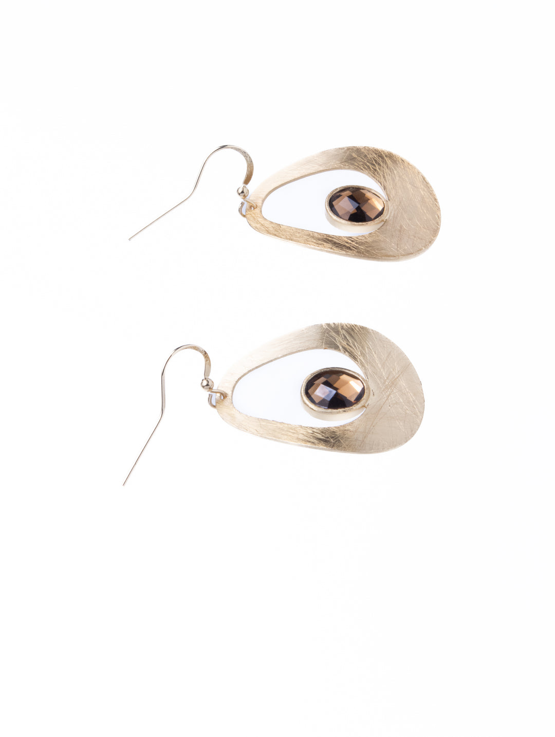 Curve Drop Gem Golden Earrings