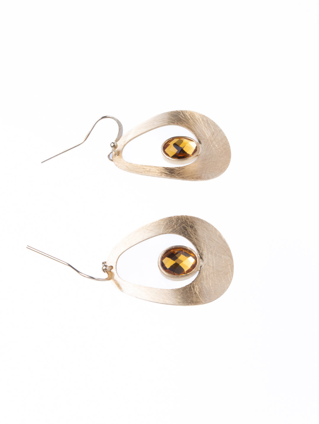 Curve Drop Gem Golden Earrings